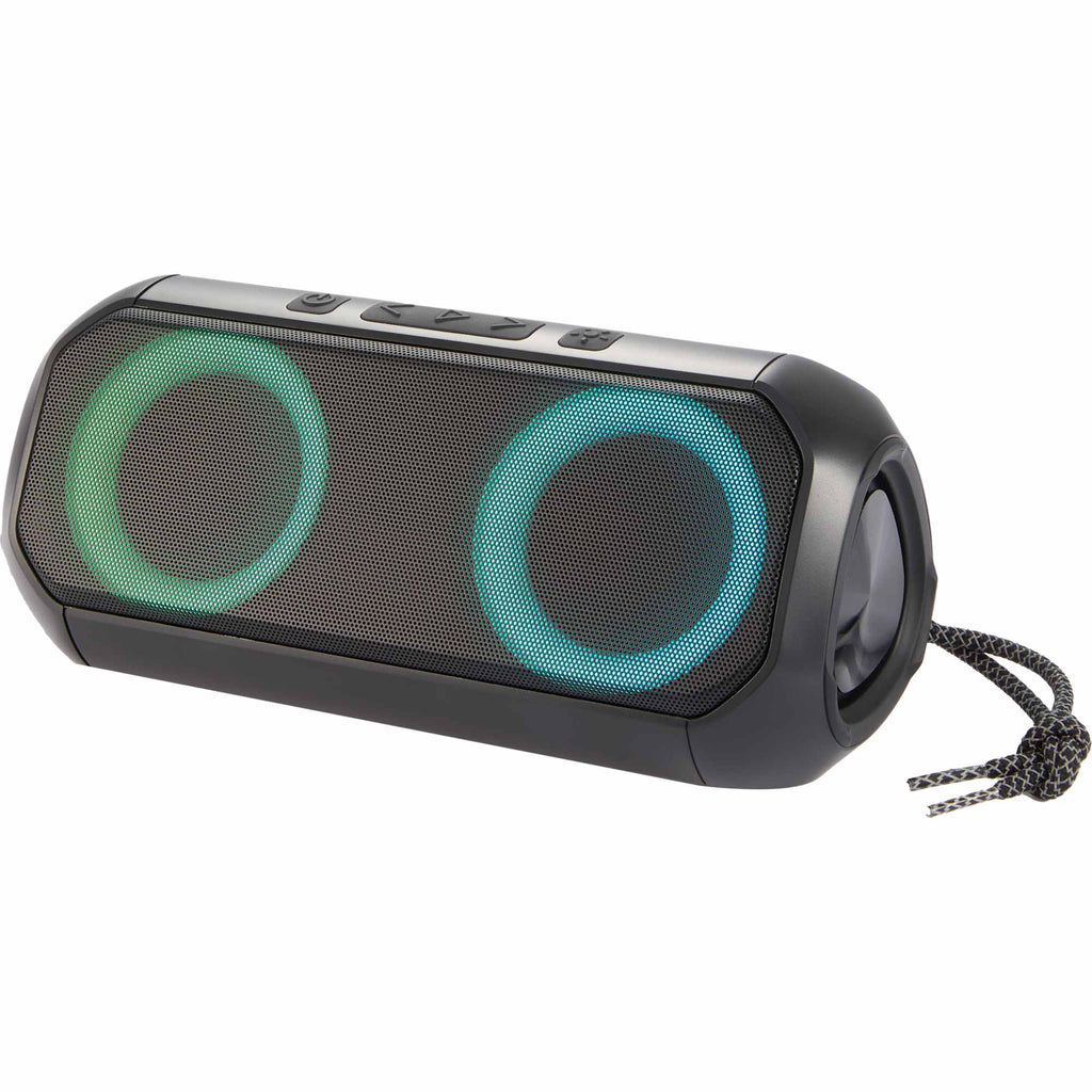 Beat Block Party Speaker with LED Lights, 20W Full Color - Black - Left Angle Light 5