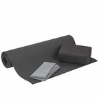 Beginner Yoga Set with Mat, Block and Towel Transfer - Black - Right Angle 3