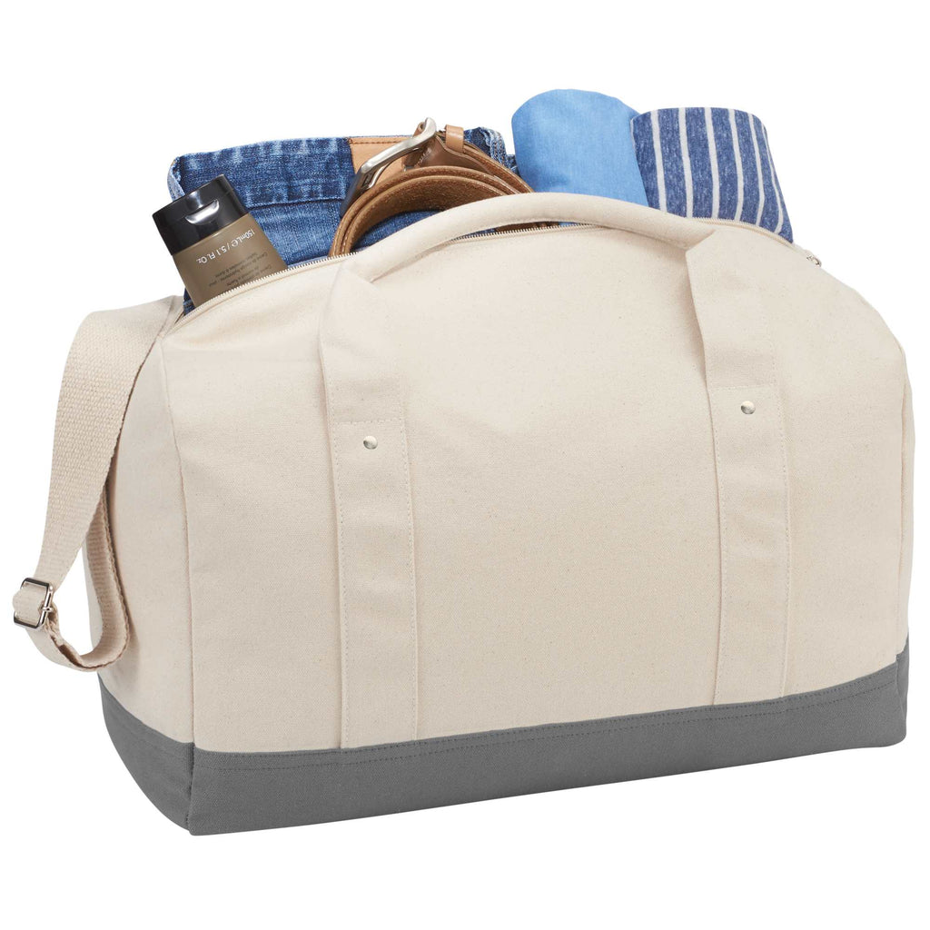 Belair Color Block Duffel Bag in Cotton Canvas, 17 Inches - Gray - Photo 2