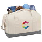 Belair Color Block Duffel Bag in Cotton Canvas, 17 Inches Transfer - Gray - Photo