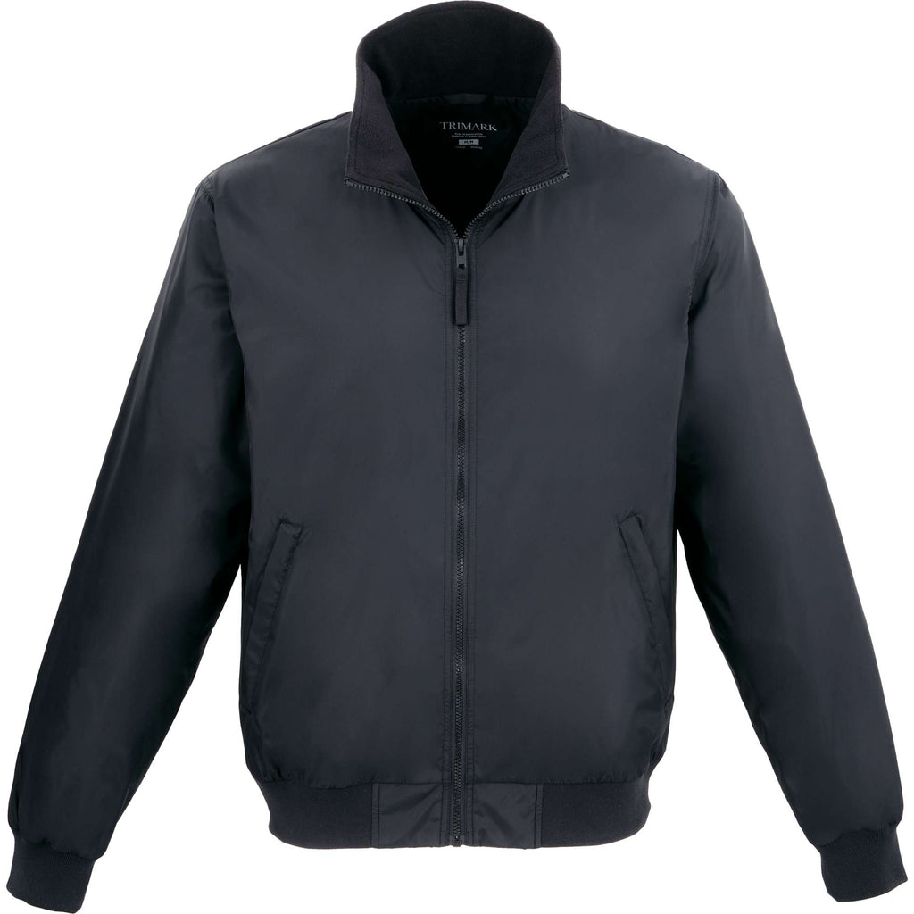 Belford Fleece Lined Bomber Jacket in Recycled Nylon, Unisex Embroidery - Black - Front