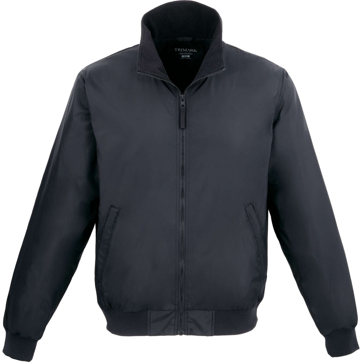 Belford Fleece Lined Bomber Jacket in Recycled Nylon, Unisex Embroidery - Black - Front