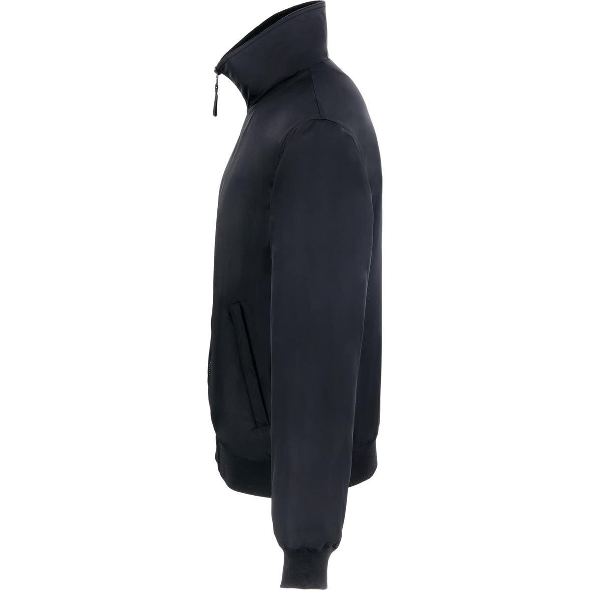 Belford Fleece Lined Bomber Jacket in Recycled Nylon, Unisex Embroidery - Black - Left Side