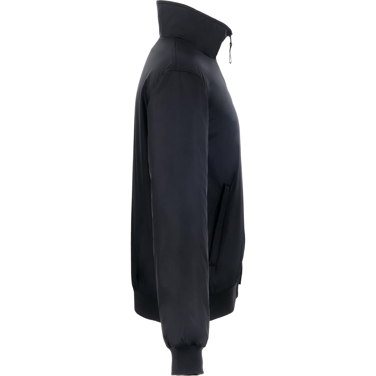 Belford Fleece Lined Bomber Jacket in Recycled Nylon, Unisex Embroidery - Black - Right Side