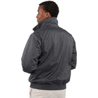 Belford Fleece Lined Bomber Jacket in Recycled Nylon, Unisex Embroidery - Grey Storm - Back On Model