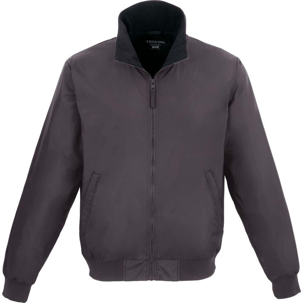 Belford Fleece Lined Bomber Jacket in Recycled Nylon, Unisex Embroidery - Grey Storm - Front
