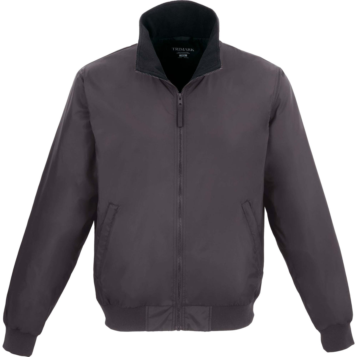 Belford Fleece Lined Bomber Jacket in Recycled Nylon, Unisex Embroidery - Grey Storm - Front