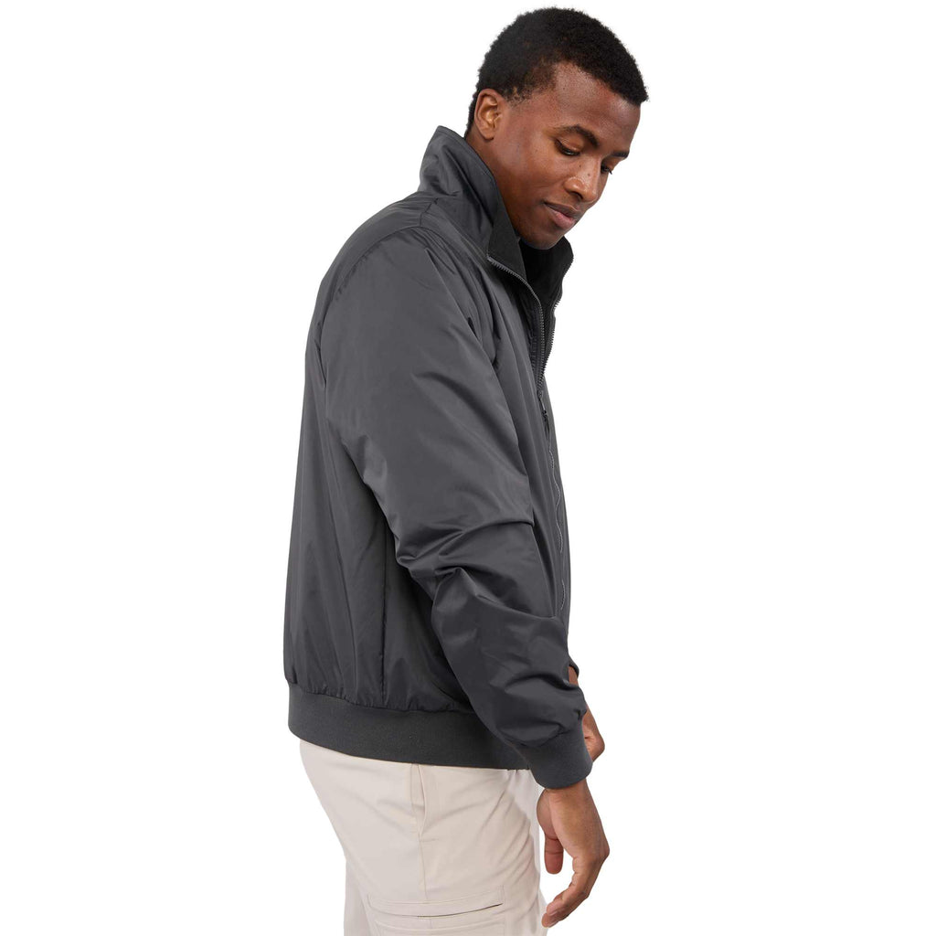Belford Fleece Lined Bomber Jacket in Recycled Nylon, Unisex Embroidery - Grey Storm - Right Side On Model