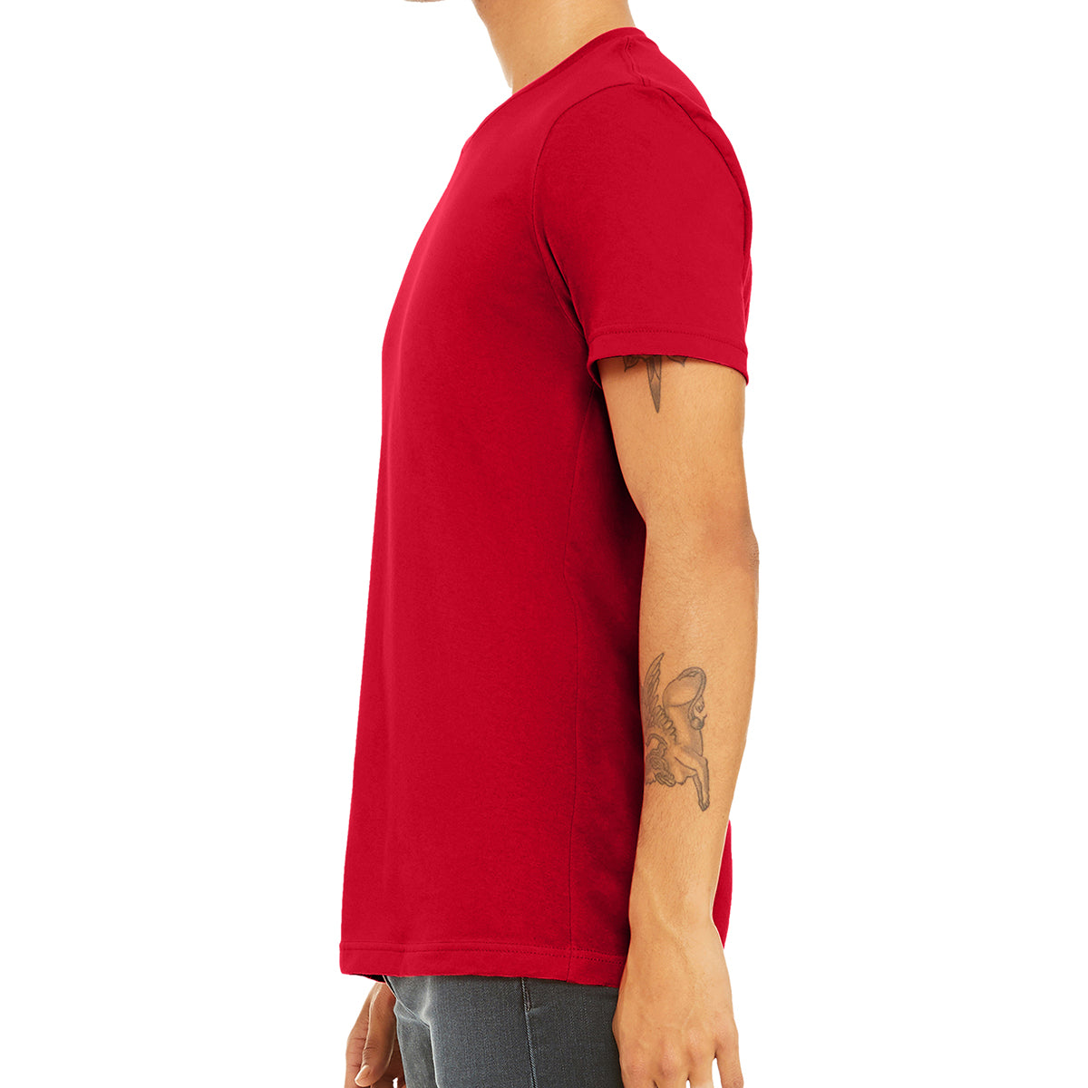 Bella+Canvas Jersey Tee, Unisex Short Sleeve - Red - red_model_side