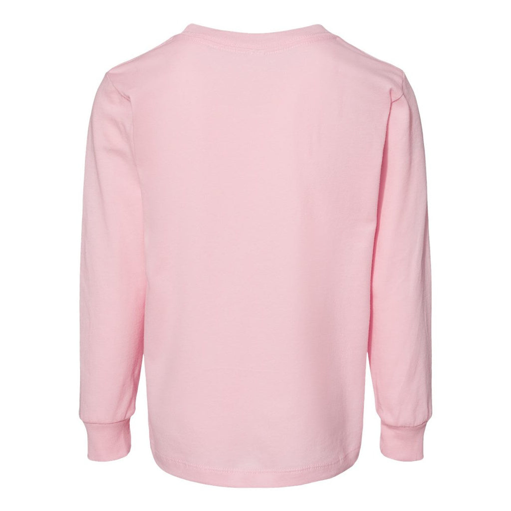 BELLA + CANVAS Toddler Jersey Long Sleeve Tee - Pink - Back