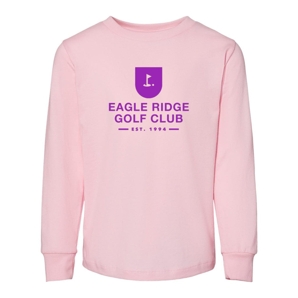 BELLA + CANVAS Toddler Jersey Long Sleeve Tee - Pink - Front