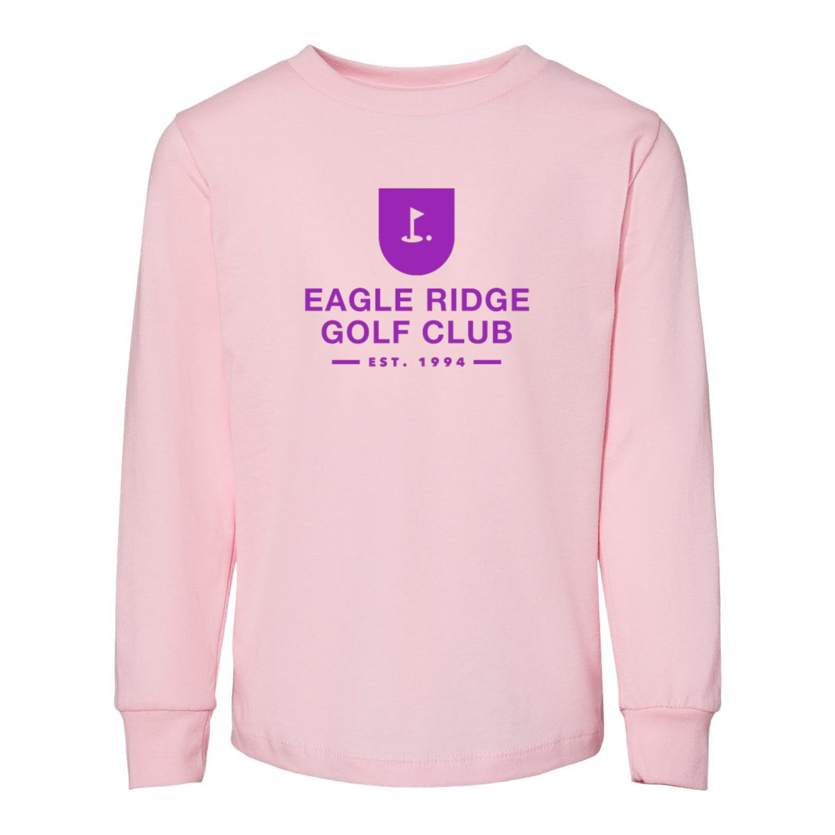 BELLA + CANVAS Toddler Jersey Long Sleeve Tee - Pink - Front