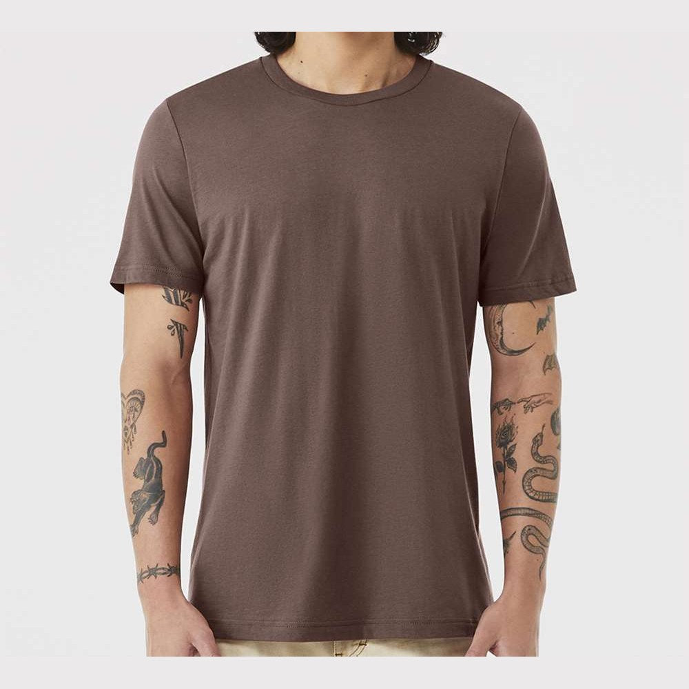 BELLA + CANVAS Unisex Jersey Tee Full Color - Cocoa - On Model Front