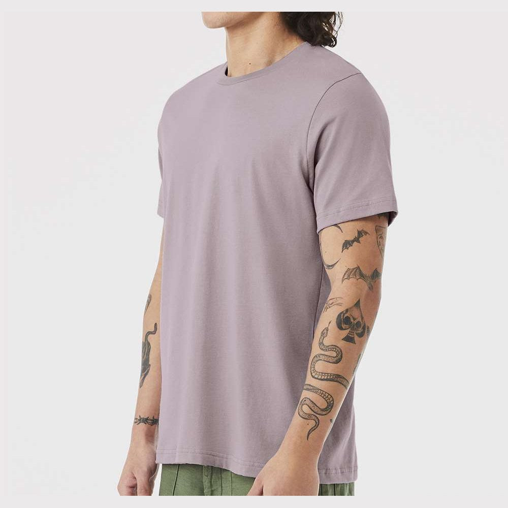 BELLA + CANVAS Unisex Jersey Tee - Pink Gravel - On Model Side