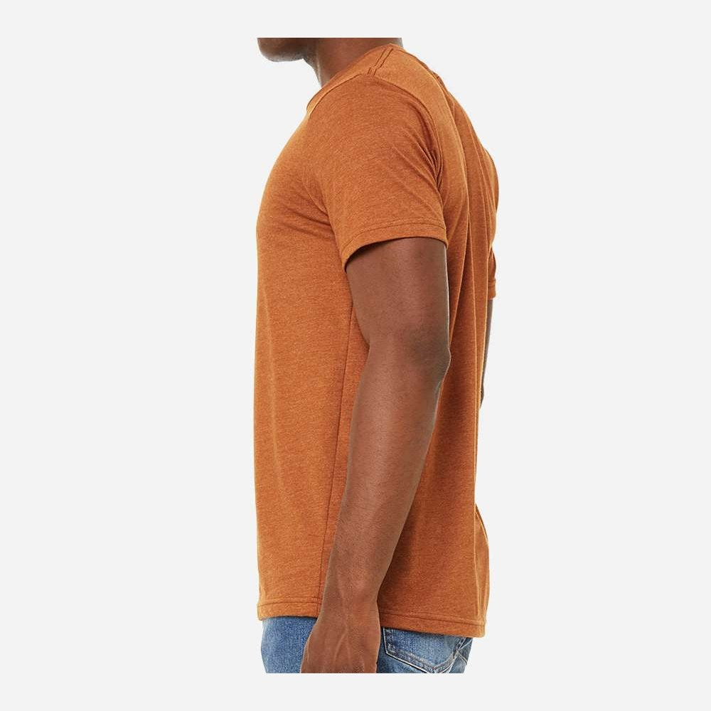 BELLA + CANVAS Unisex Sueded Tee - Heather Autumn - On Model Side