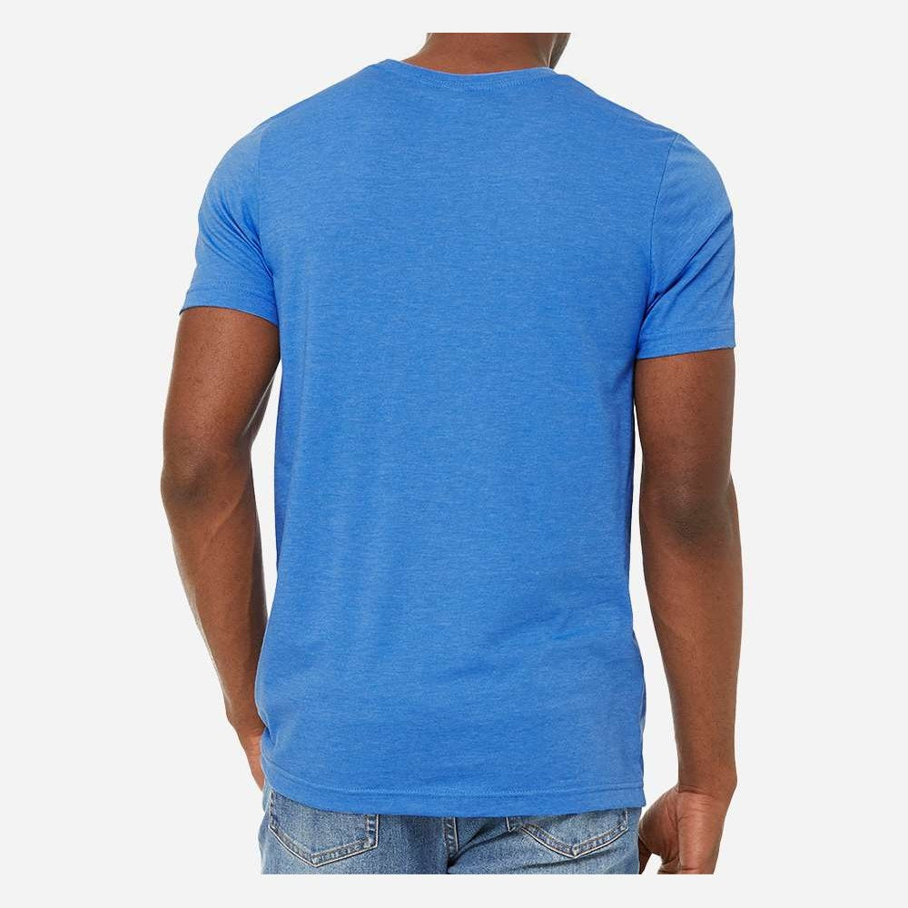 BELLA + CANVAS Unisex Sueded Tee - Heather Columbia Blue - On Model Back