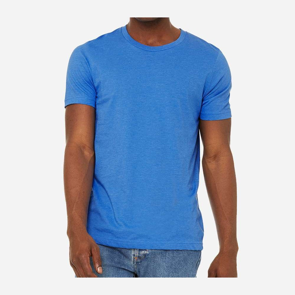 BELLA + CANVAS Unisex Sueded Tee - Heather Columbia Blue - On Model Front
