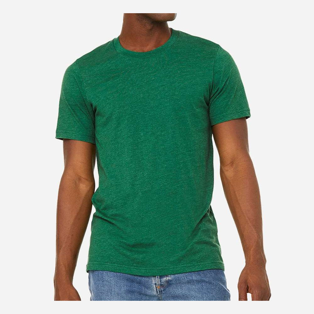 BELLA + CANVAS Unisex Sueded Tee - Heather Grass Green - On Model Front
