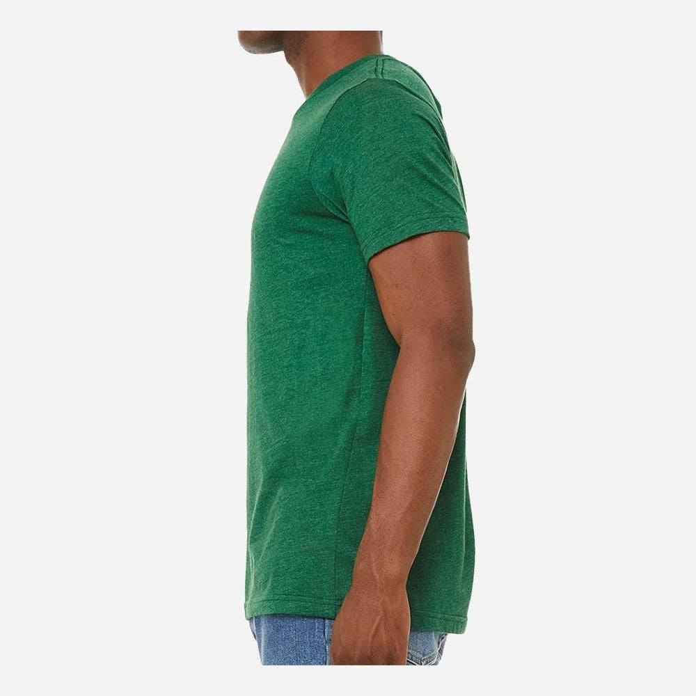 BELLA + CANVAS Unisex Sueded Tee - Heather Grass Green - On Model Side