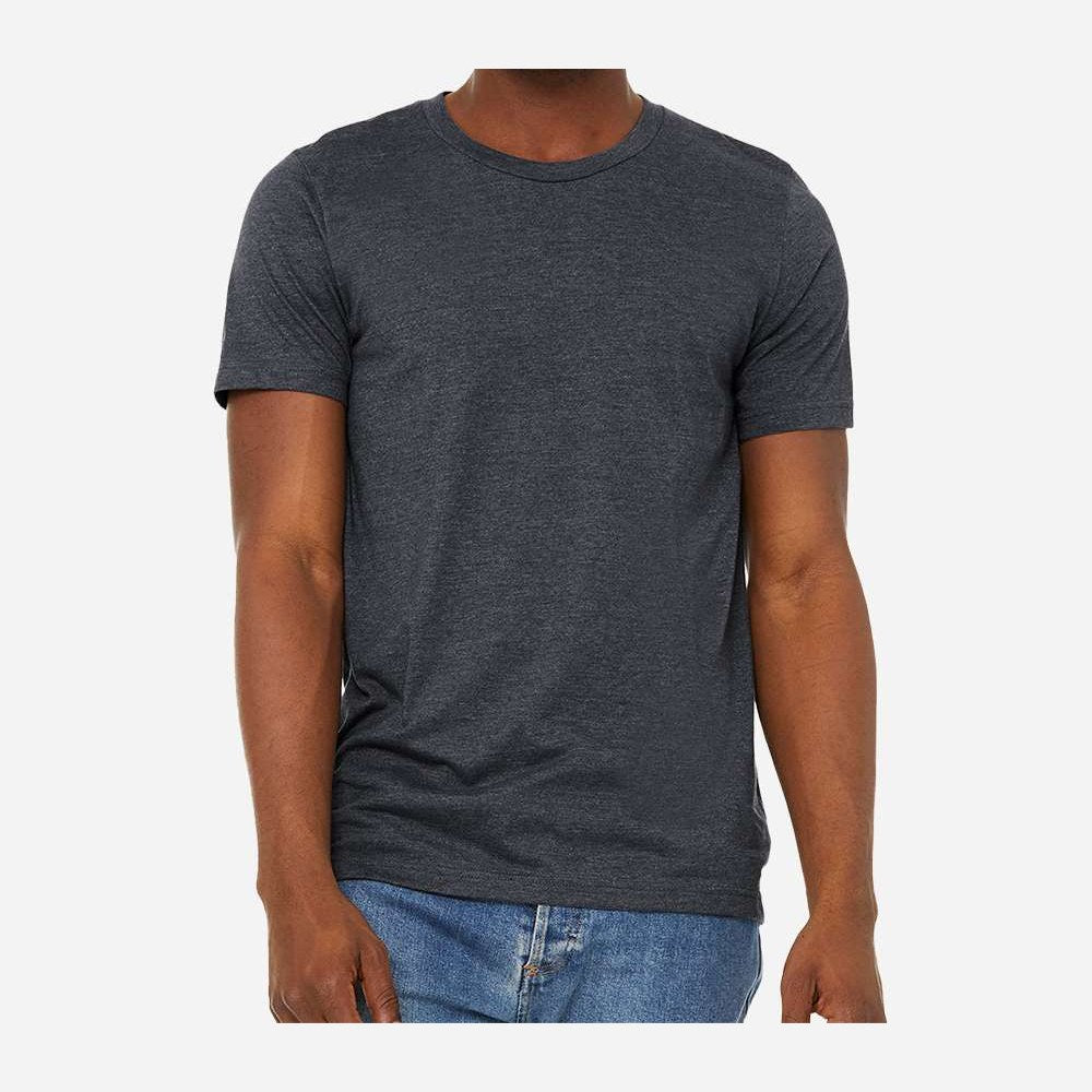BELLA + CANVAS Unisex Sueded Tee - Heather Midnight Navy - On Model Front