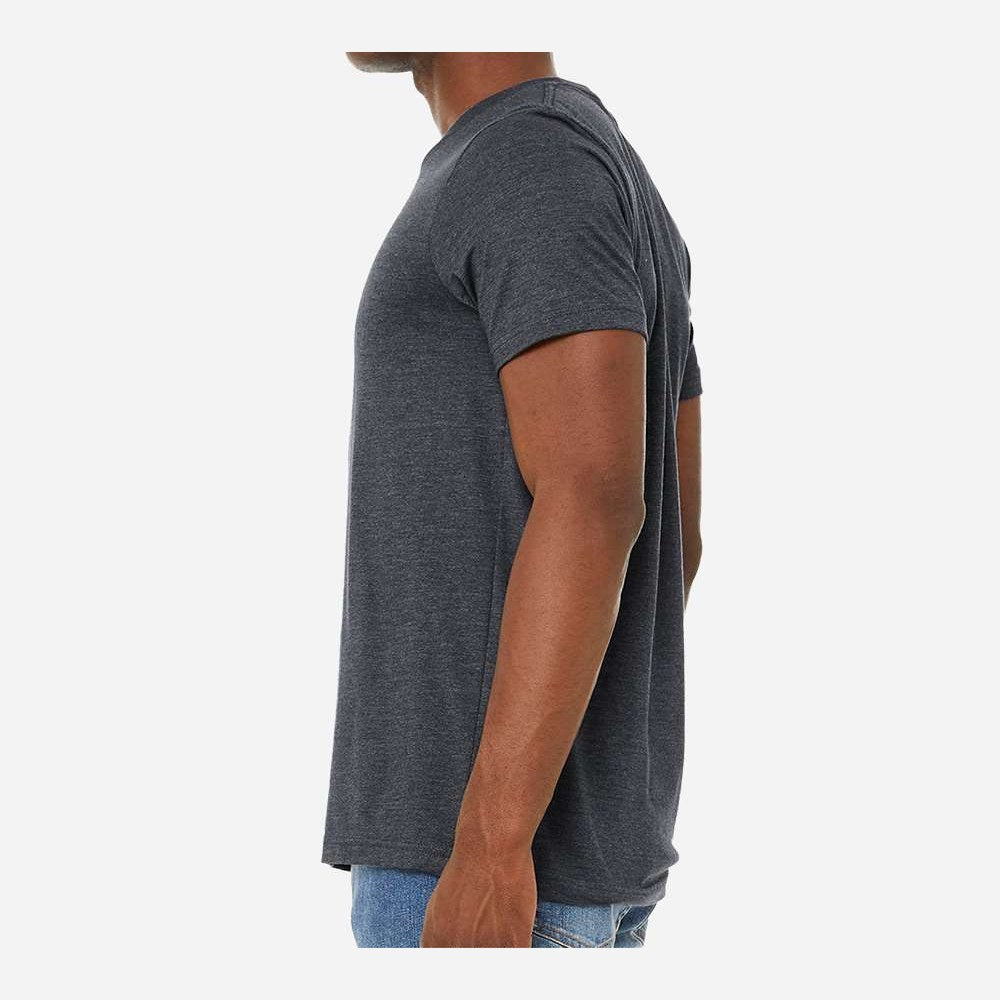 BELLA + CANVAS Unisex Sueded Tee - Heather Midnight Navy - On Model Side