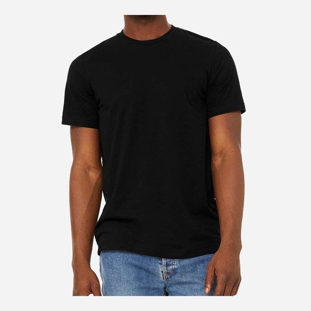 BELLA + CANVAS Unisex Sueded Tee - Solid Black Blend - On Model Front