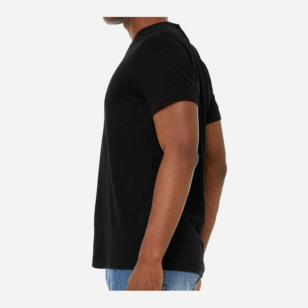 BELLA + CANVAS Unisex Sueded Tee - Solid Black Blend - On Model Side