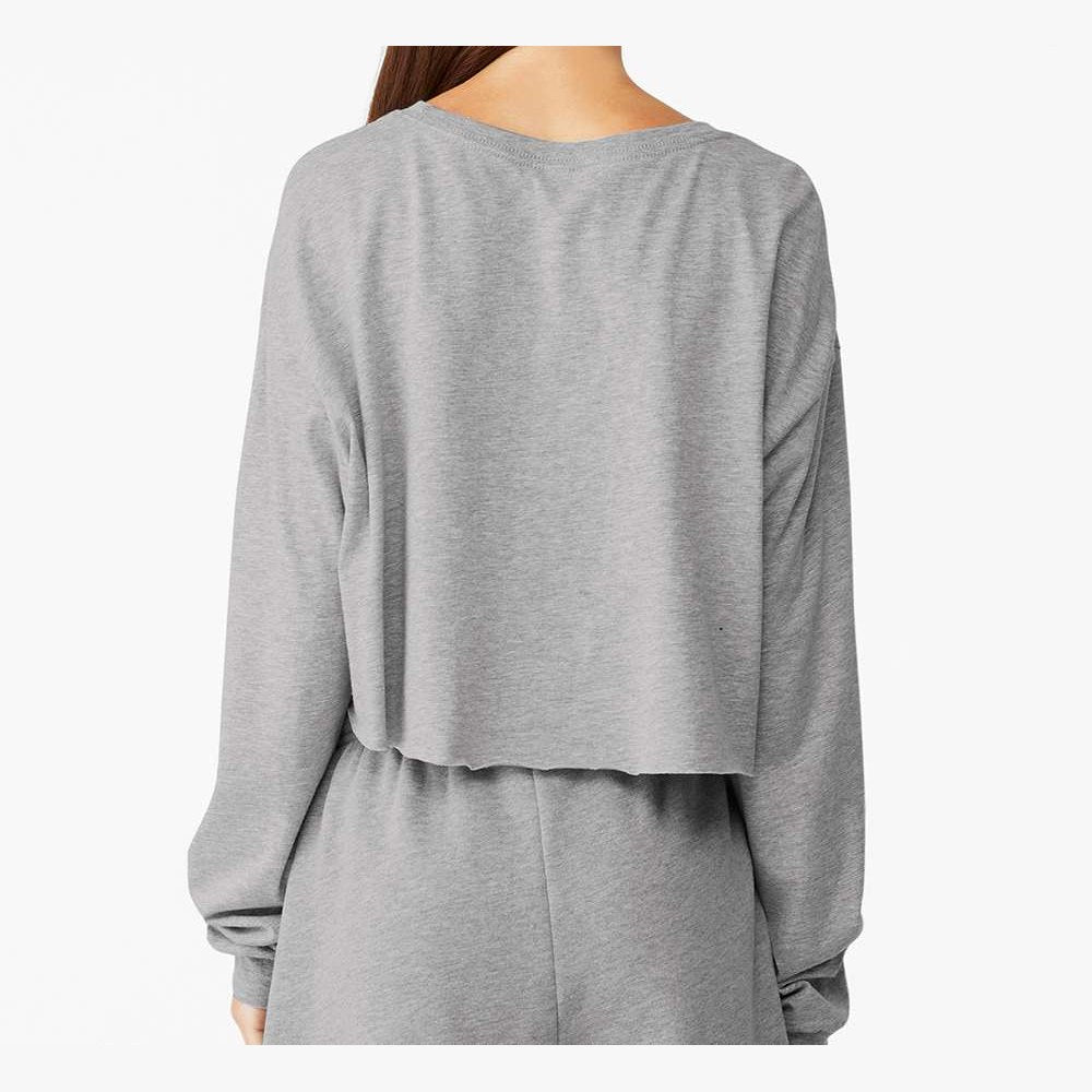 BELLA + CANVAS Women's FWD Fashion Crop Long Sleeve Tee - Athletic Heather - On Model Back