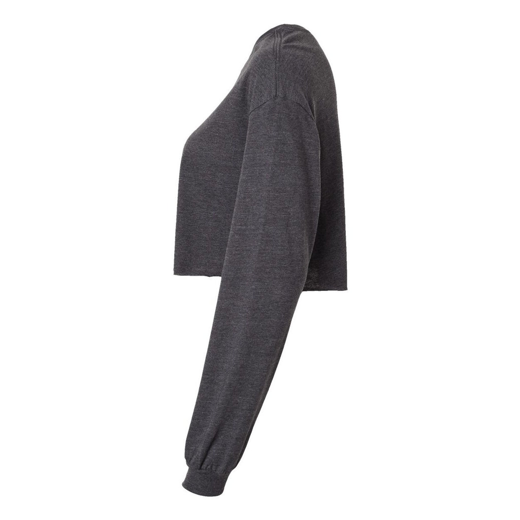 BELLA + CANVAS Women's FWD Fashion Crop Long Sleeve Tee - Dark Grey Heather - Direct Side