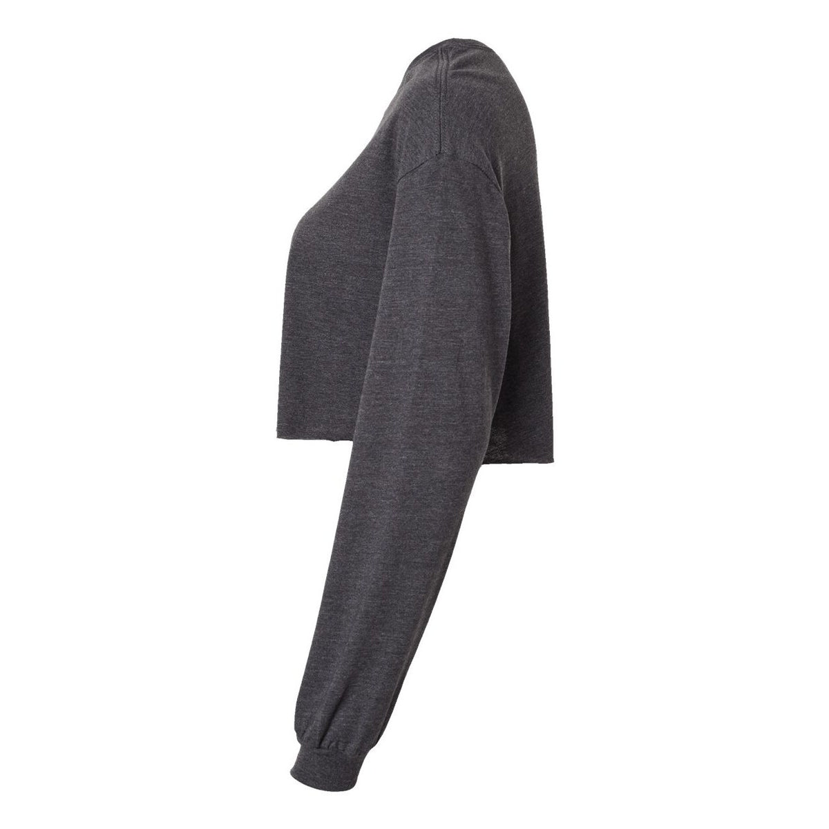 BELLA + CANVAS Women's FWD Fashion Crop Long Sleeve Tee - Dark Grey Heather - Direct Side