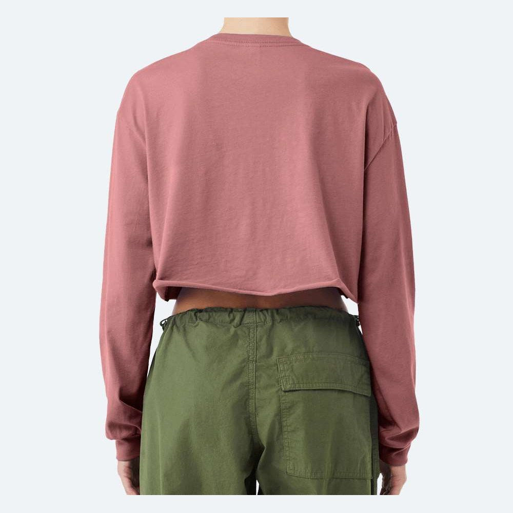 BELLA + CANVAS Women's FWD Fashion Crop Long Sleeve Tee - Mauve - On Model Back