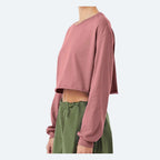 BELLA + CANVAS Women's FWD Fashion Crop Long Sleeve Tee - Mauve - On Model Side