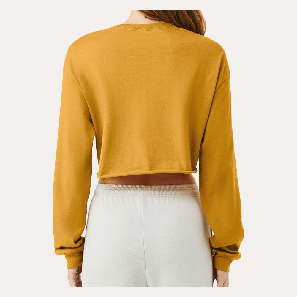 BELLA + CANVAS Women's FWD Fashion Crop Long Sleeve Tee - Mustard - On Model Back