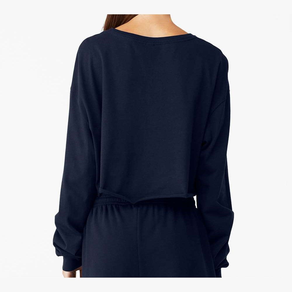 BELLA + CANVAS Women's FWD Fashion Crop Long Sleeve Tee - Navy - On Model Back