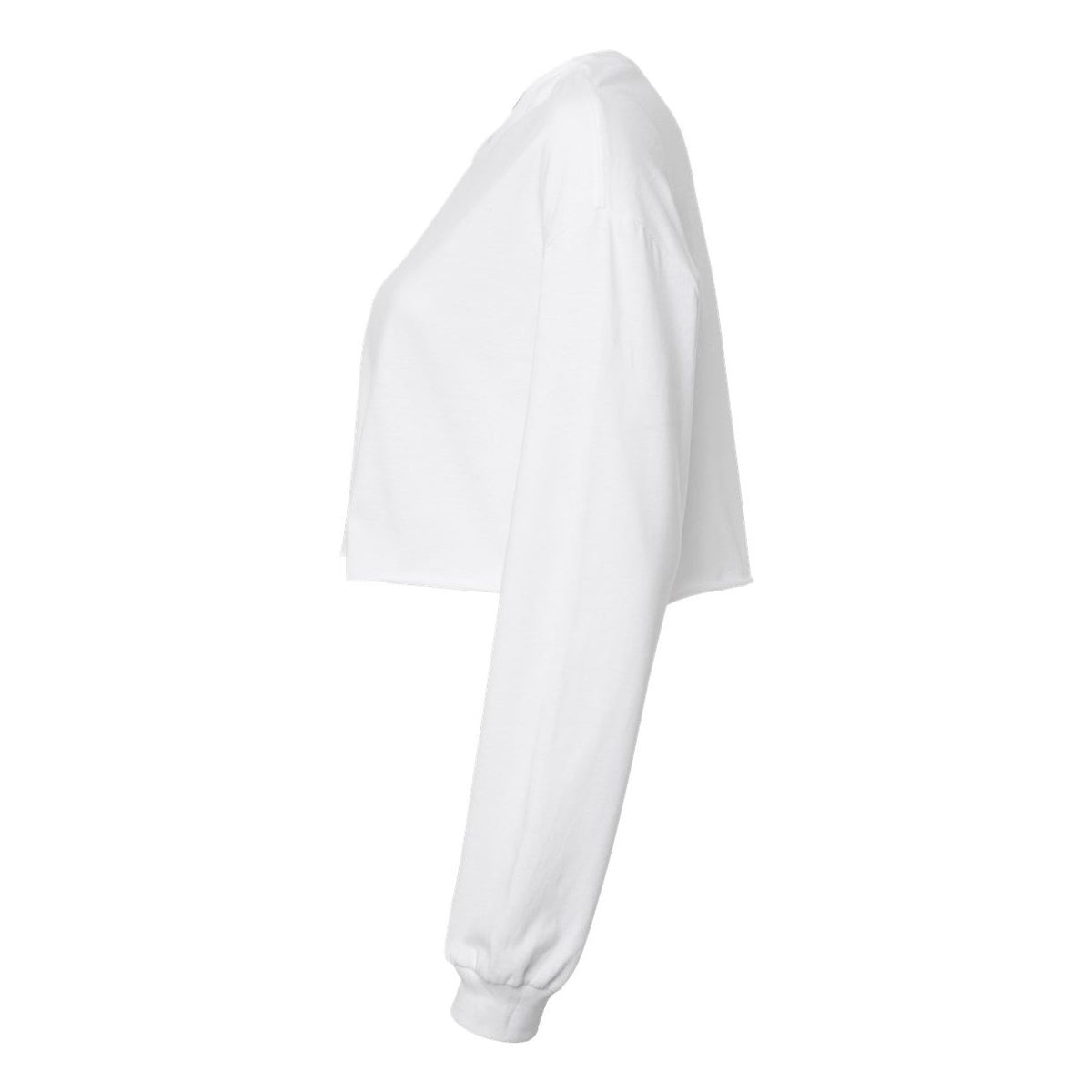 BELLA + CANVAS Women's FWD Fashion Crop Long Sleeve Tee - White - Direct Side