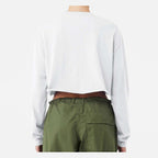 BELLA + CANVAS Women's FWD Fashion Crop Long Sleeve Tee - White - On Model Back