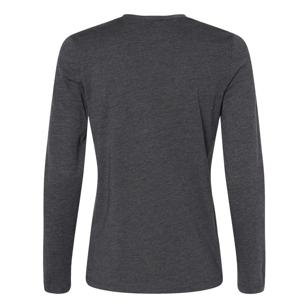 BELLA + CANVAS Women's Jersey Long Sleeve Tee - Dark Grey Heather - Back