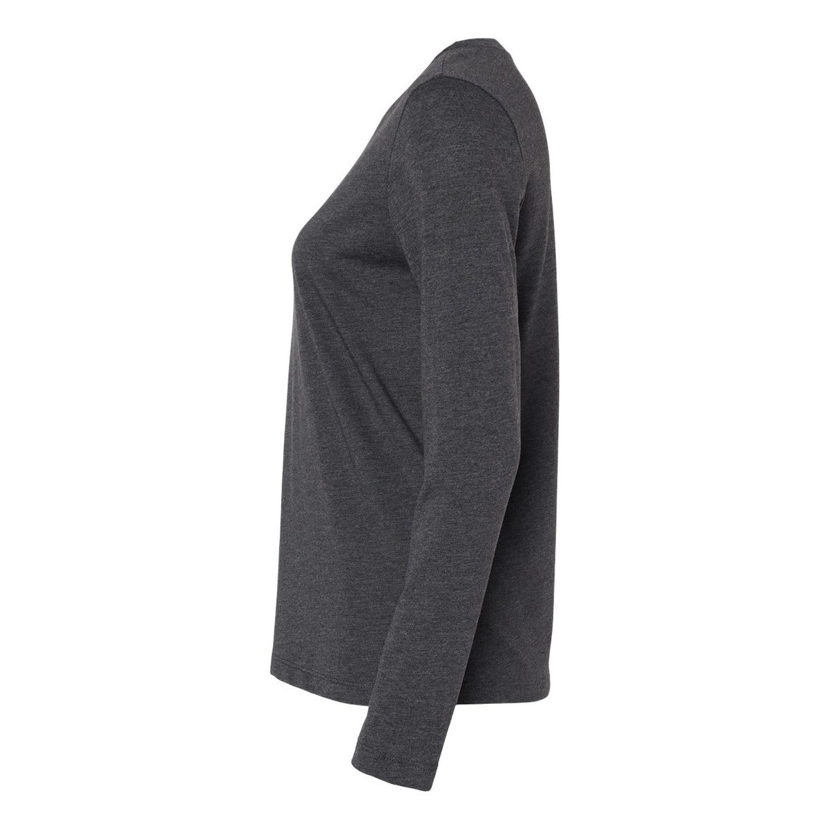 BELLA + CANVAS Women's Jersey Long Sleeve Tee - Dark Grey Heather - Direct Side