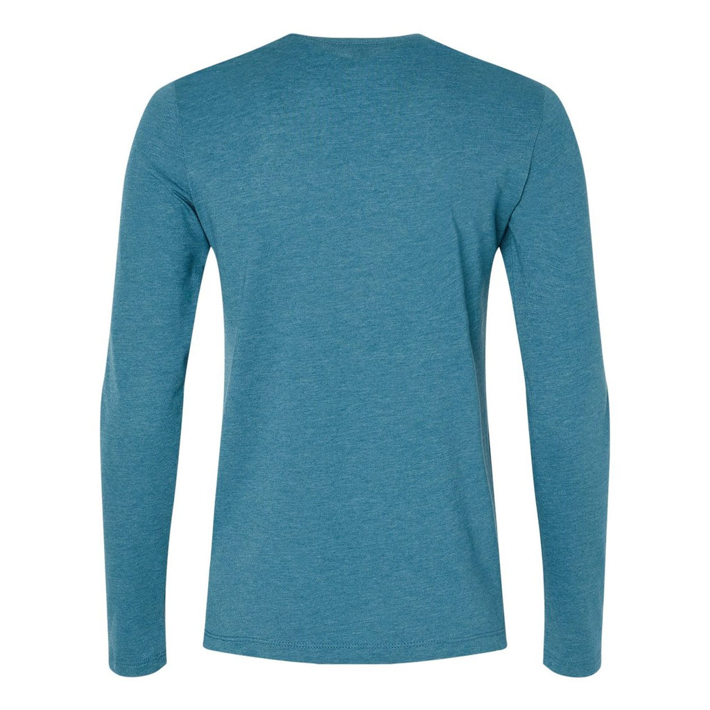 BELLA + CANVAS Women's Jersey Long Sleeve Tee - Heather Deep Teal - Back