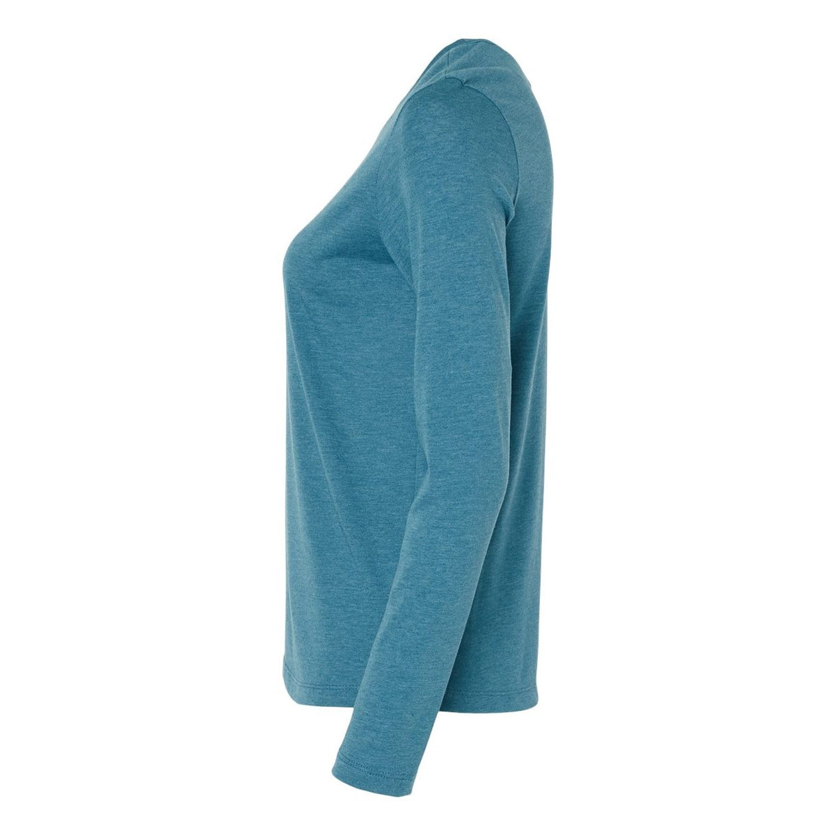 BELLA + CANVAS Women's Jersey Long Sleeve Tee - Heather Deep Teal - Direct Side