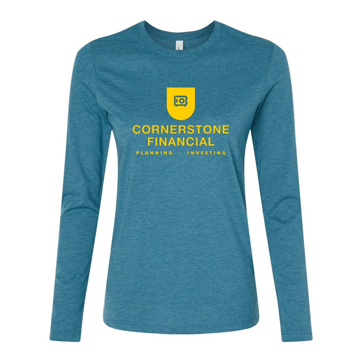 BELLA + CANVAS Women's Jersey Long Sleeve Tee - Heather Deep Teal - Front