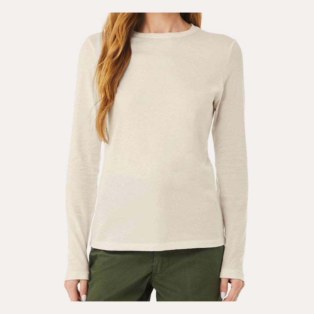 BELLA + CANVAS Women's Jersey Long Sleeve Tee - Heather Dust - On Model Front