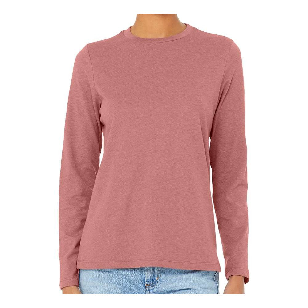 BELLA + CANVAS Women's Jersey Long Sleeve Tee - Heather Mauve - On Model Front
