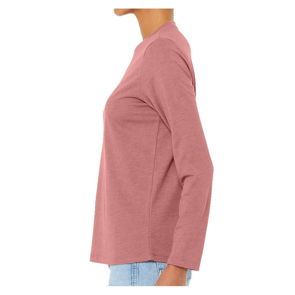 BELLA + CANVAS Women's Jersey Long Sleeve Tee - Heather Mauve - On Model Side