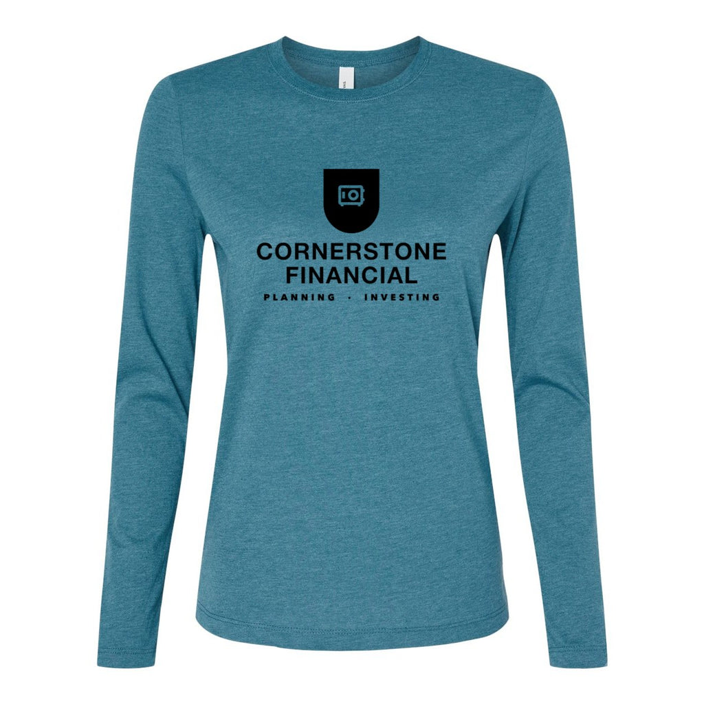 BELLA + CANVAS Women's Jersey Long Sleeve Tee - Heather Slate - Front