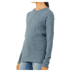 BELLA + CANVAS Women's Jersey Long Sleeve Tee - Heather Slate - On Model Side