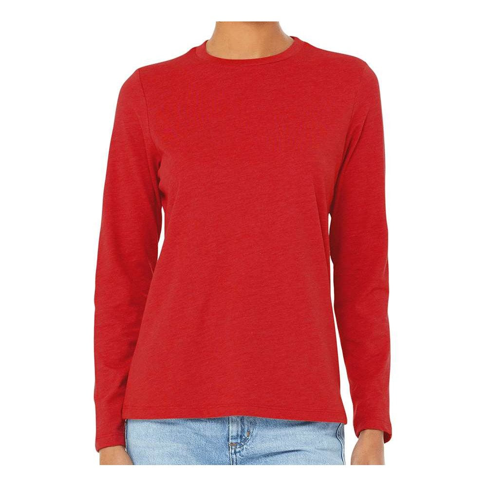 BELLA + CANVAS Women's Jersey Long Sleeve Tee - Red - On Model Front