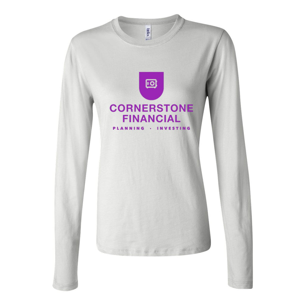 BELLA + CANVAS Women's Jersey Long Sleeve Tee - White - Front