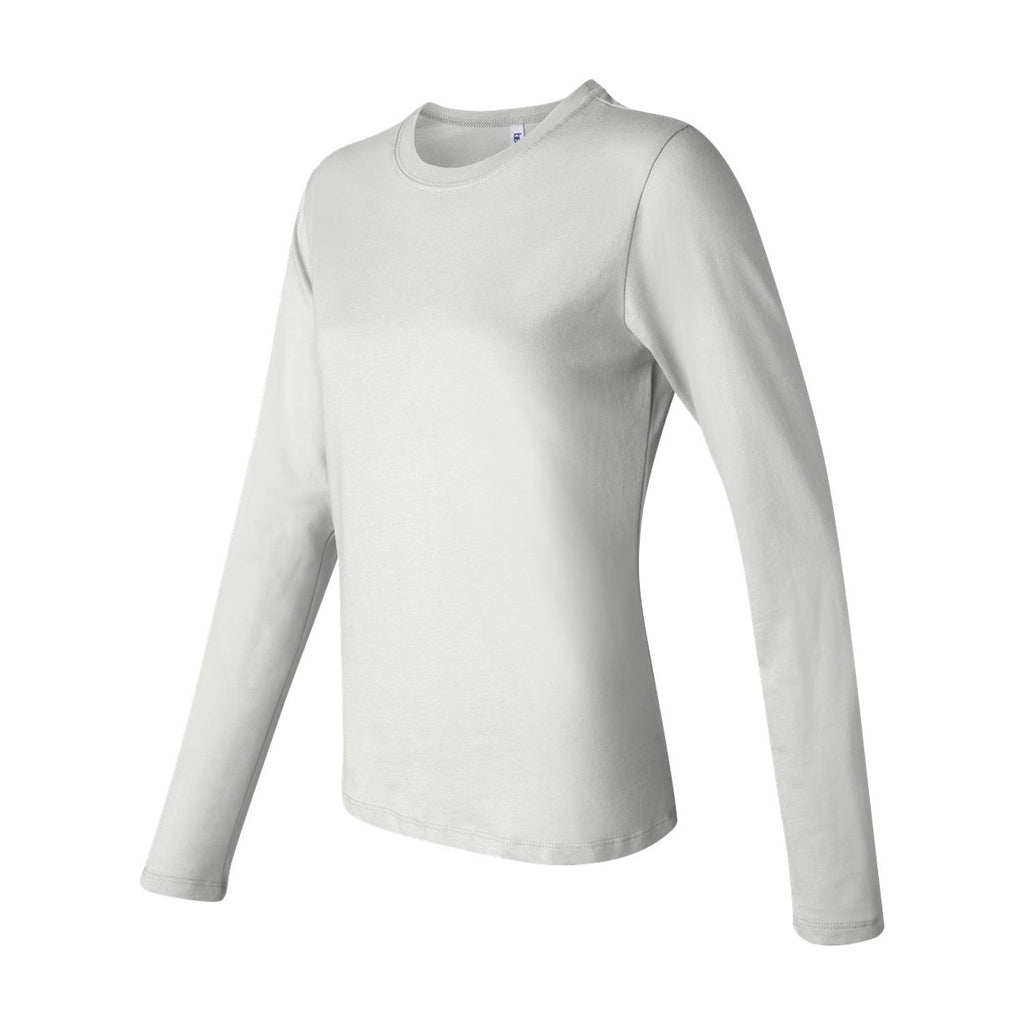 BELLA + CANVAS Women's Jersey Long Sleeve Tee - White - Side