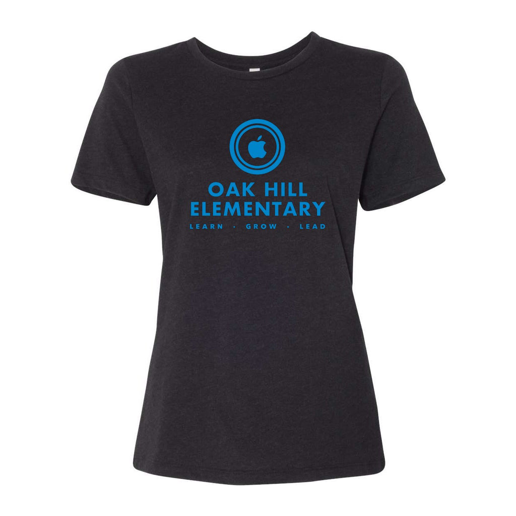 BELLA + CANVAS Women's Relaxed Fit Heather CVC Tee - Black Heather - Front